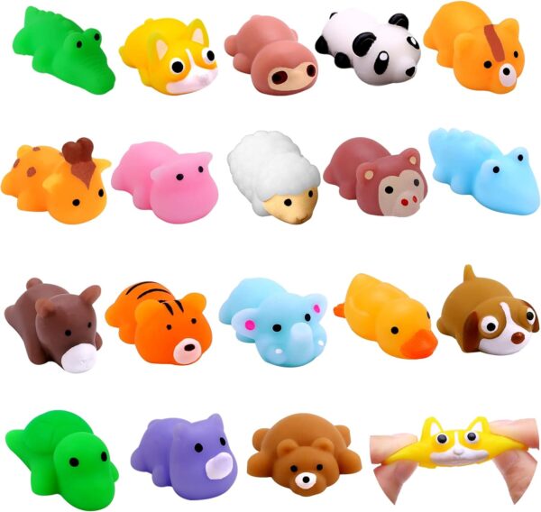 DIYDEC 18pcs Mochi Squishy Toys, Mini Jungle Animals Squishies Soft Squeeze Fidget Toys Kawaii Stress Relief Toys Party Bags Fillers for Boys Girls Birthday Party Favors Gifts