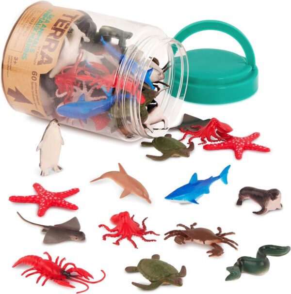 Terra by Battat - Sea Animals in Tube Playset - Animal Figures for Kids - 60 pcs