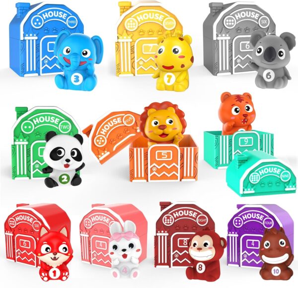 Learning Toys for 1 2 3 Year Old Toddlers, 20Pcs Animal Toys Montessori Counting, Matching, Sorting & Stacking Fine Motor Games, Christmas Birthday Easter Gift for Baby Boys Girls Age 12-18 Months