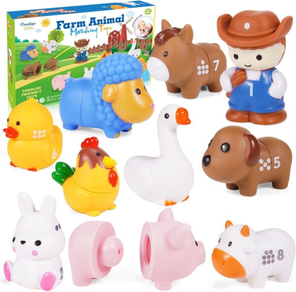 HappyKidsClub Farm Animals Toys, Childs Farm Gifts for 1-3 Year Olds Girls Kids Toys Bath Toys for 1 2 3 Year Olds Boys Girls Toddler Toys 1-3 Year Old Boy Gifts Present for 1 2 3 year old