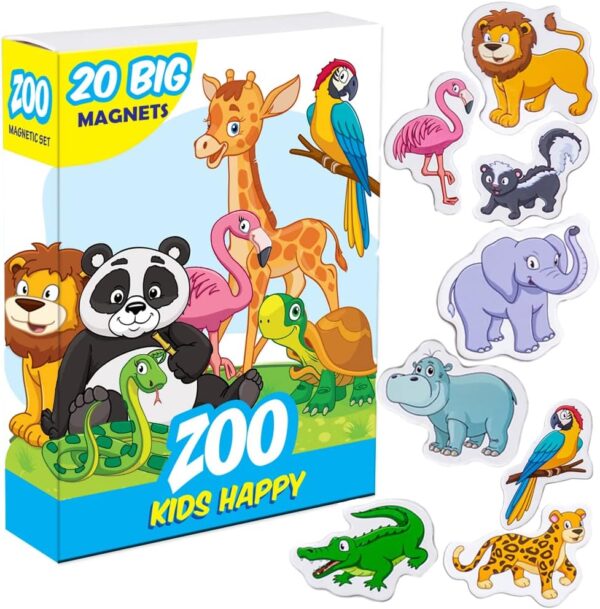 magdum Fridge Magnets For Toddlers 20 ZOO Kids Fridge Magnets - Animal Magnets For Toddlers - Fridge Magnets For Kids - Kids Magnets - Magnetic Shapes - Magnet Toy - Kids Magnets For Fridge