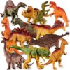 HERSITY Dinosaur Toys for Boys Age 3, 12 PCS Large Realistic Dinosaur Figure Set, 6-7 inch T-rex Triceratops Playset Animal Interactive Toys Gifts for Kids 4 5 6 7 Years Old