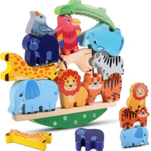 Fzyisw Montessori Toys for 1 2 3 4 5 6 Year Old Girl Boy, Wooden Animals Stacking Toys, Early Development & Activity Toys for 1 2 3 Year Old, Wooden Toys for 1-6 Year Old Gift