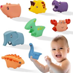 Clatoy Bath Toys for 1 2 3 Year Old, 8 Pcs Floating Animal Themed Bath Squirt Toys for Baby 6-12 Months, Toddler Swimming Pool Toys Water Toys for Kids