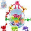 Suction Toys, 40Pcs Kids Bath Toys Sensory Sucker Toys, Baby Animal Shape Stress Release Travel Winodow Toys, Toddler Shower Gift with Storage Net Bag for 3 4 5 Years Old Boys Girls