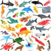 [36 Pack] Ocean Sea Animals Bath Toys for Party Favor Supplies - 2-4 inch Rubber Ocean Creatures Figures with Marine Octopus Shark Fish Sea Life for Child Education, Party Bag Filler, Birthday Gift