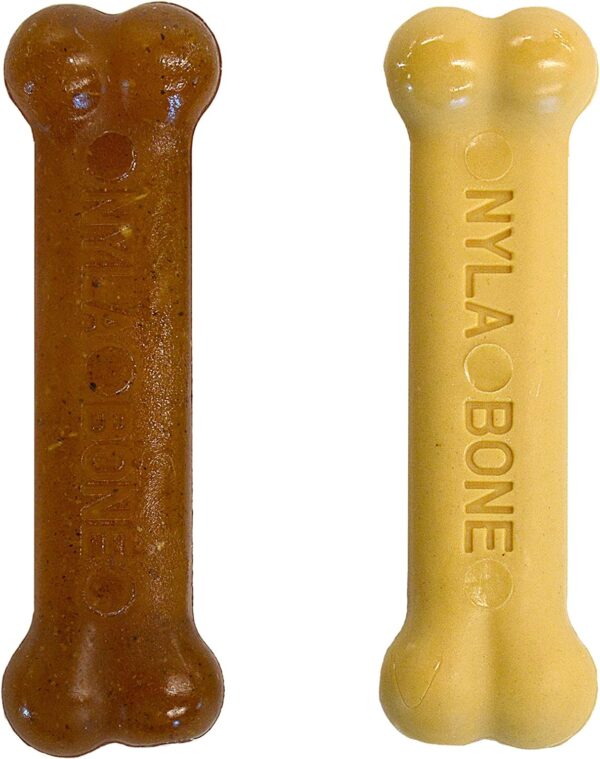 Nylabone Gentle Puppy Dog Teething Chew Toy Bones, Chicken/Peanut Butter Flavour, XS, for Puppies Up to 7kg (Twin Pack), for All Breed Sizes