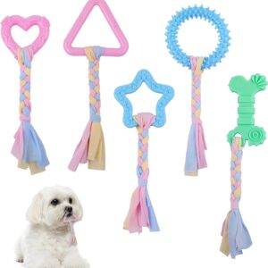 Ailvor Dog Toys Puppy Toys 8 weeks small dog,5 Pcs Puppy Chew Toys Puppy Teething Toys with Natural Cotton Interactive Ropes for Dogs Oral Teeth Soothe Itching Puppy Chew Toys