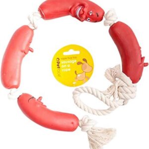 Petface Sausage On A Rope Dog Toy, Red