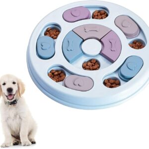 Dog Puzzle Slow Feeder Toy,Puppy Treat Dispenser Slow Feeder Bowl Dog Toy,Dog Brain Games Feeder with Non-Slip, Improve IQ Puzzle Bowl for Puppy (Blue)