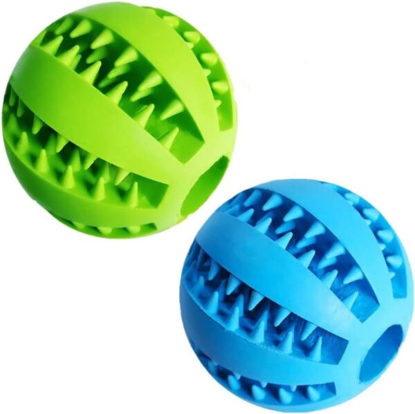 Feixun Pets Dog Treat Toy Ball, Rubber Dog Food Ball,Dog Tooth Cleaning Toy Ball, Interactive Dog Toys Pack of 2