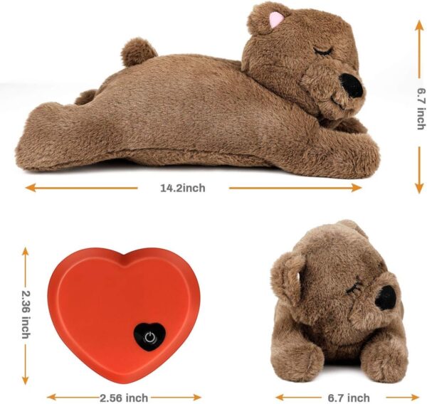 E-More Puppy Toy with Heartbeat, Puppies Separation Anxiety Dog Toy Soft Plush Sleeping Buddy Behavioral Aid Toy Puppy Heart Beat Toy for Puppies Dog Pet, Bear Shape