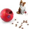 MEKEET Dog Puzzle Feeder Toy Ball Dog Treat Ball Puppy Slow Feeder Toy，Puppy Treat Dispenser Puzzle Slow Feeder Dog Toy Interactive Toys Training Games For Dogs Cats Rabbits Hamsters (Red)
