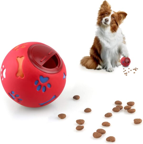 MEKEET Dog Puzzle Feeder Toy Ball Dog Treat Ball Puppy Slow Feeder Toy，Puppy Treat Dispenser Puzzle Slow Feeder Dog Toy Interactive Toys Training Games For Dogs Cats Rabbits Hamsters (Red)