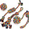 VIEWLON Dog Rope Toys, Dog Toy Set, Rope Ball, Cotton Knot, Chew Toy, Dog Interactive Toy, Beneficial to Dog's Mental Health, Teeth Cleaning,Best Gift for Small/Medium Dogs (4 Pcs)