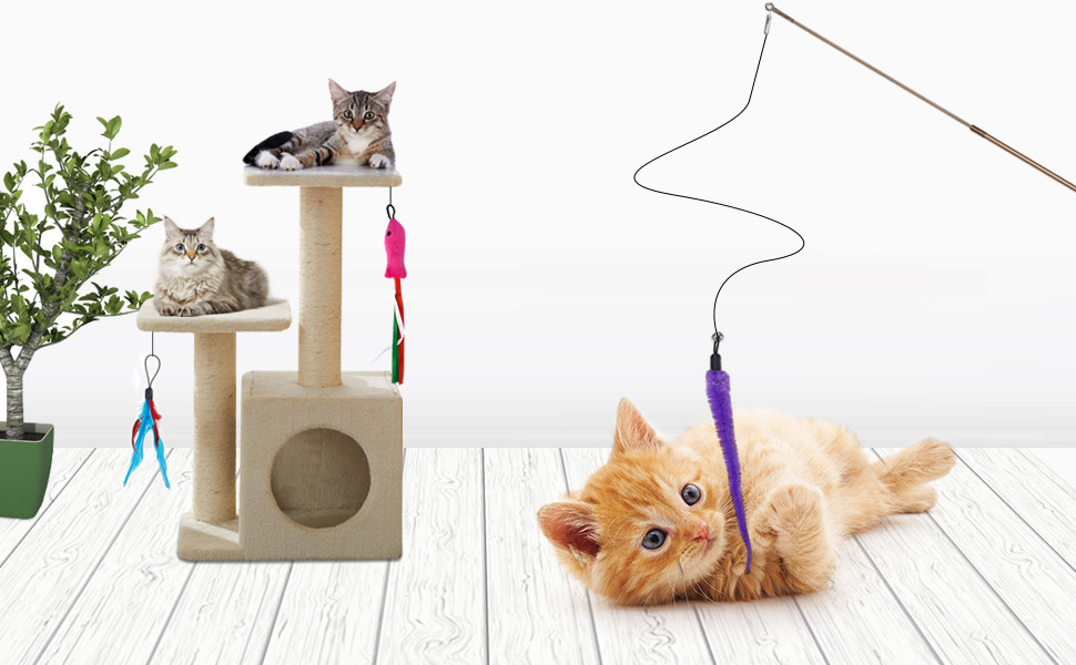 interactive cat feather toys on stick