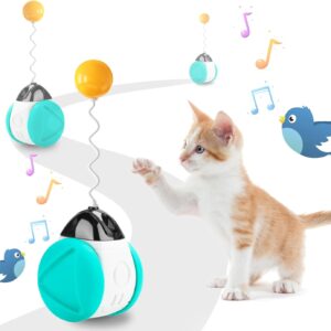 SHTALHST Cat Toys, Interactive Cat Toy for Indoor Cats Adult/Kitten, With Cat Teasers, Bird Sounds, Cat wheel and Catnip, Help Cats Boost Vitality (Lake Blue)