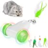 PETTOM Cat Toys Interactive for Indoor Cats, Smart Cat Mouse Toy with Colour-Changing LED Lights Wheels, Activated Cat Chase Toys for Kittens with Two Speed Modes- USB Rechargeable