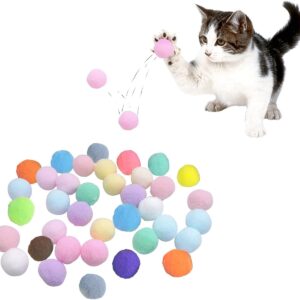 Andiker 30PCS Soft Cat Balls, 3CM Cat Pompoms Colorful Cat Toys for Indoor Cats to Catch Chase Plush Scratching DIY Kitten Chew Toys, Interactive Toys for Cats and Kittens (Multicolor 30pcs)