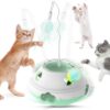 Pawaboo Interactive Cat Toy for Indoor Cats, 3 in 1 Automatic Cat Toy Wand with Bird Chirping, Colorful LED Lights, Slowly Leaking Food Holes,Retractable Feathers,Cat Teasing Stick,Electric Kitty Toys
