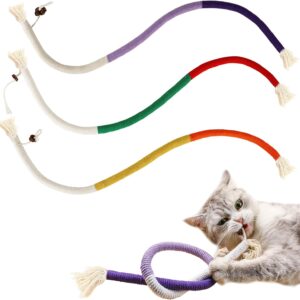 YANGCHUN Catnip Toy Bite Rope, Interactive Cat Toy for Indoor Cats, Kitten Teething Chew Toy Rope, Filled Natural Catnip Cat Chew Teeth Cleaning Stress Release Catnip Cotton Rope Toy, 3 Pcs