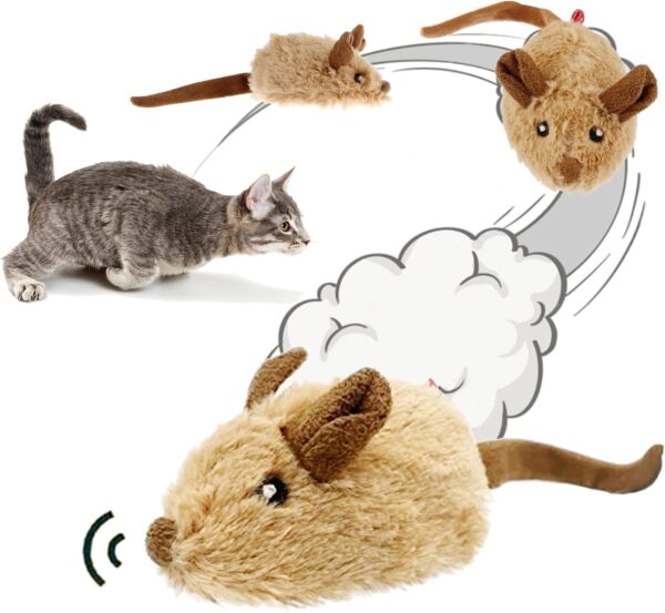 Suhaco Cat Toys Moving Mouse Interactive Kitty Toys Electronic Mice with Automatic Squeaky Cat Toy for Indoor Cats, Motion Activated Plush Moving Mouse Kitten Toy for Boredom