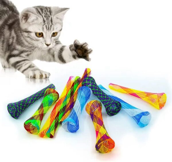 AIMICOCA 30 Pack Cat Tube Spring Toy, Interactive Cat Toy for Indoor Cats, BPA-Free Colorful Cat Plastic Coil for Kittens to Swat, Bite, Hunt (Random Color)