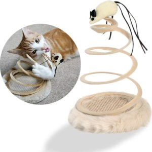 Andiker Interactive Cat Toy, Exercise Plush Mouse with Spiral Spring, Indoor Portable Toy for All Breed Sizes