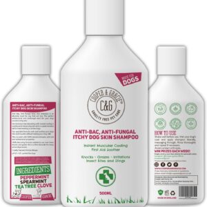 Dog Shampoo For Itchy skin Antibacterial And Antifungal | Natural Medicated Low Lather Safe Formula | Fast Absorbing and Skin Cooling First Aid | Great For Grazes Skin Irritation