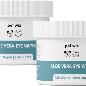 pet wiz Vet Approved | 240 Extra Large Natural Eye Wipes | Gentle & Soothing