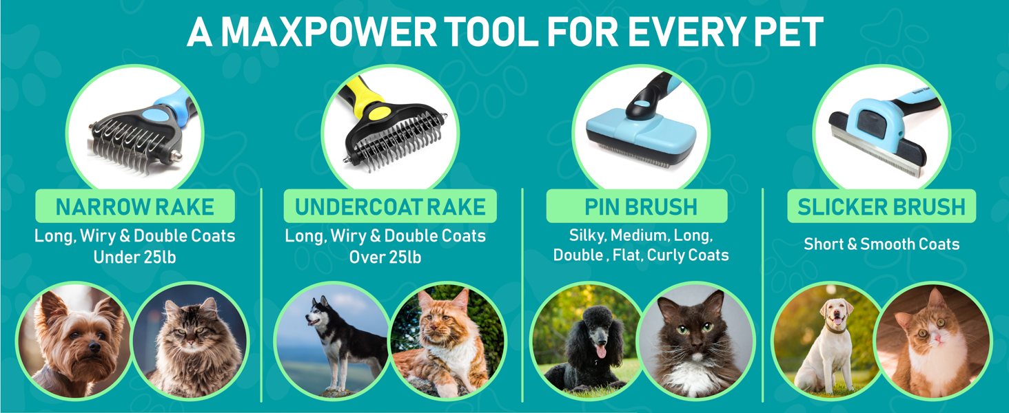 small dog brush for chihuahua, the doodle brush, undercoat rake for cats & dogs, dog slicker