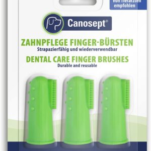 Canosept Dental Care Dog Toothbrush (3 pieces) - dog finger toothbrush dog teeth cleaning products - plaque remover for dogs teeth - dog breath freshener - plaque off for dogs