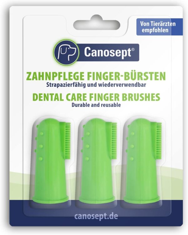 Canosept Dental Care Dog Toothbrush (3 pieces) - dog finger toothbrush dog teeth cleaning products - plaque remover for dogs teeth - dog breath freshener - plaque off for dogs