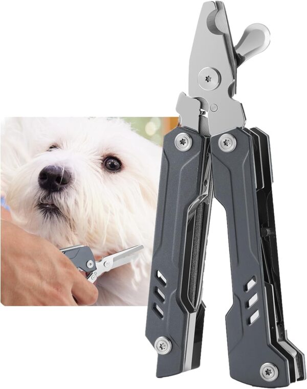 BARMI Dog Nail Clipper with Pet Grooming Scissors and Fine Hair Cleaning Comb, Dog Nail File, 5 in 1 Multitool for Products Suitable for Medium to Large Dogs and Cats