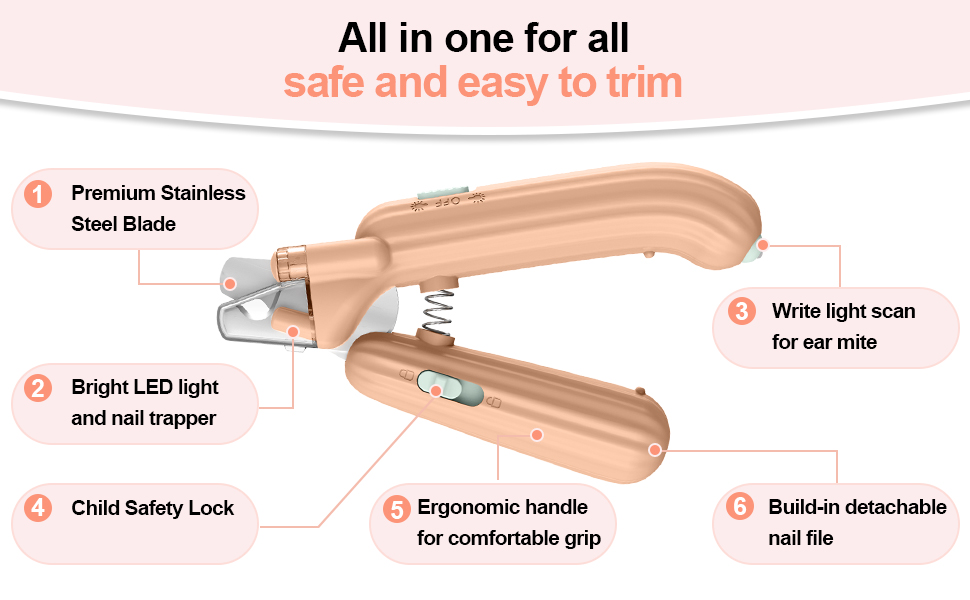 Nail Clippers for Cats with LED Light