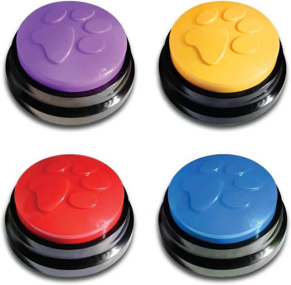 Dog Buttons for Communication and Training Pet Voice Recorder Device, Dog Buttons Talk Training, Pet Talking Training Answer Buzzer, 30 Second Record & Playback, Dog buttons for pet - Pack of 4