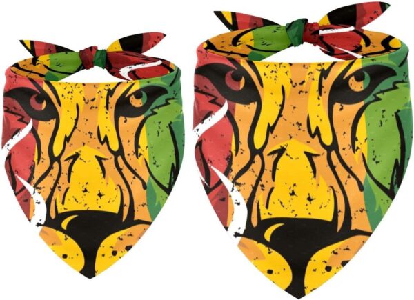 2 Pack Dog Bandana Lion Rasta Girl Boy Bibs Dog Scarf Kerchief Accessories for Small Medium Large Dogs Puppy Cat Pet