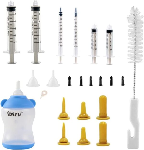 21Pack Newborn Animal Feeder, Puppy, Cat, Kitten,Wildlife Pet Syringe Feeding Kit, Original Nipple with Syringe-s, Feeding Nursing Bottle, Best Suited for Small Mammals Neonates Week Old