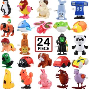 24 Pack Wind Up Toys for Boys Girls Kids, Mini Animal Toy Party Favors for Birthday Christmas Goody Bag Filler, Clockwork Toys for Pinata Filler Giveaway Carniva Prizes Classroom Incentive Reward