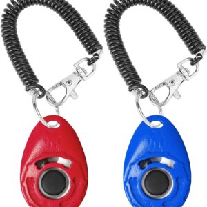 Acehome 2 Pack Dog Training Clicker with Wrist Strap, Pet Training Clicker with Big Button Effective Behavioral Training Tool for Cats Birds Puppy Recall