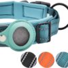 Air tag Dog Collar, Adjustable Nylon Collar for Pets with Apple Airtag Dog Collar Holder Lightweight & Comfortable Reflective Pet Collars with Quick Release Buckle Pet Dog Accessories (Small, Blue)