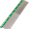 Anigood PET Grooming Comb Metal Double Row Teeth Colourful Handle Brush For Dogs Cats Fur Firm Grip| Professional Deshedding Dematting Pet Supplies (Green)