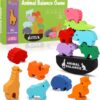 Animal Stacking Blocks - Vaktop 13PCS Wooden Animal Balance Game, Educational Stacking Toys, Ideal Birthday for 3 4 5 Years Old Boys Girls