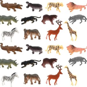 Animal Toys,24 Pcs Mini Realistic Wild Animal Figures Zoo Animals Games Toys with 12 Style,Miniature Wild Animal Toys Set for 3+ Years Kids Boys Girl Christmas Birthday Gifts