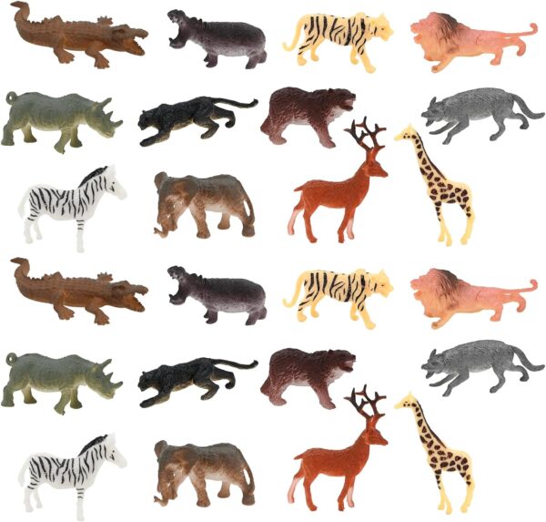 Animal Toys,24 Pcs Mini Realistic Wild Animal Figures Zoo Animals Games Toys with 12 Style,Miniature Wild Animal Toys Set for 3+ Years Kids Boys Girl Christmas Birthday Gifts