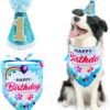 BIPY Dog 1st Birthday Hat Bandana Set for Boys Small Medium Dogs Cats Soft Bibs Doggy Party Grooming Supplies Celebration Birthday Bandana Shipped Randomly