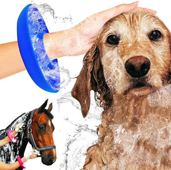 BaR-K Drip Catcher Cuffs - Pet Bathing Tool for Dog Shower and Dog Bathtub - Dog Bathing Station Grooming Supplies and Horse Supplies for Horse Grooming Kit - Protective Dog Washing Tool - Blue 2 Set