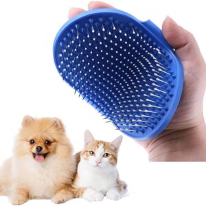 Bahob® Pet Grooming Brush Dog Cat Silicone Based Natural Bristle Brush With Hand Wrap 13cm,Grooming Massage Short or Long Hair (Blue)