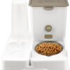 Beowanzk Automatic Feeders for Cats and Dogs Cat Dry Food Dispenser and Cat Water Dispenser Set 3.8L Feeding & Watering Supplies for Cats Kitten Small Dog Puppy (White)