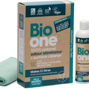 Bio One Enzyme Cleaner - Natural Odour Eliminator & Deep Cleaner for All Surfaces | Kills 99.99% Bacteria | Human and Pet Urine Neutraliser | Enzymatic Cleaner and Odour Remover | 250ml Concentrate